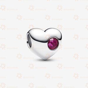 Pandora Engravable True Red Stone Heart Charm